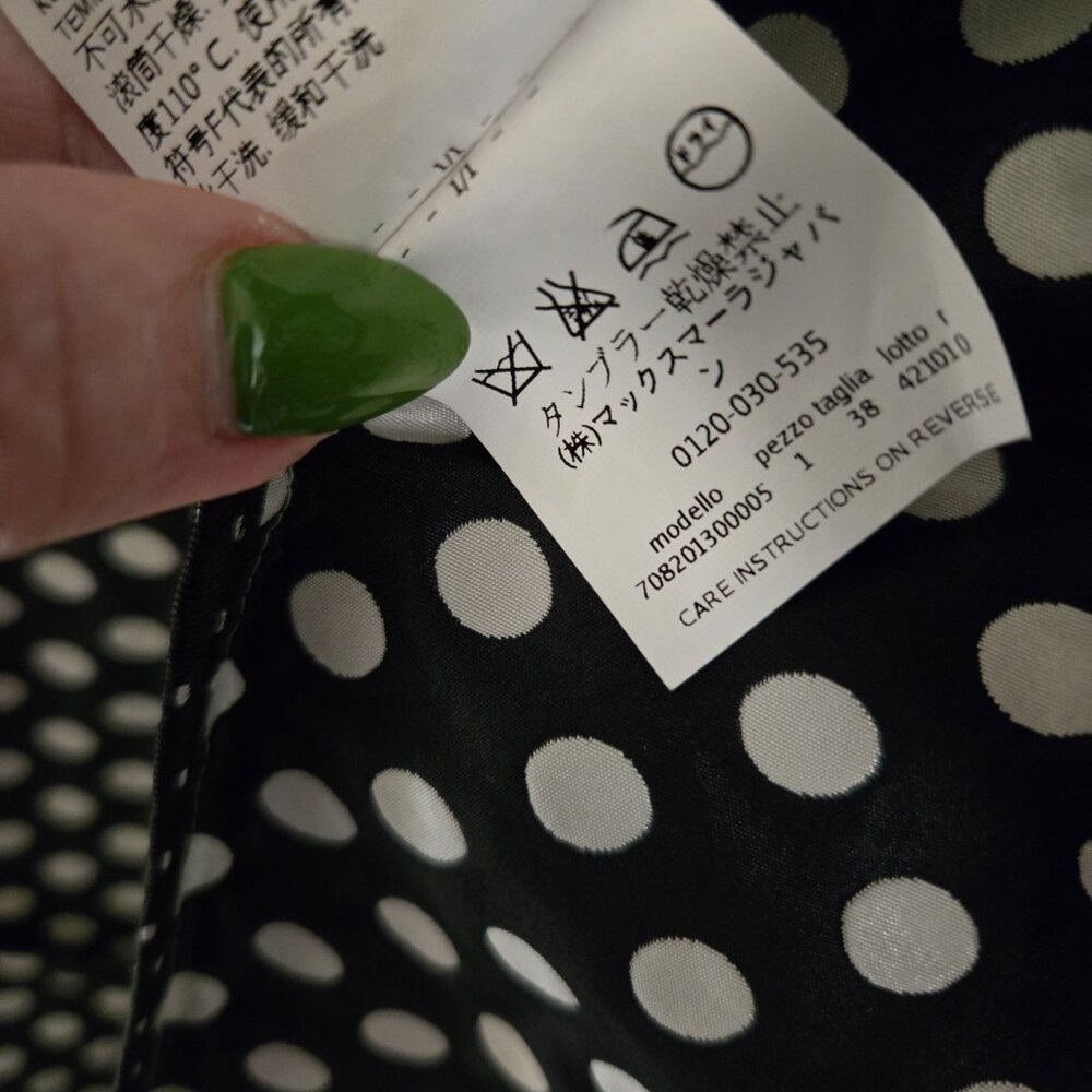 Weekend Max Mara Polka Dot Trench Coat Black White Belted Jacket Size 4 - Picture 7 of 16